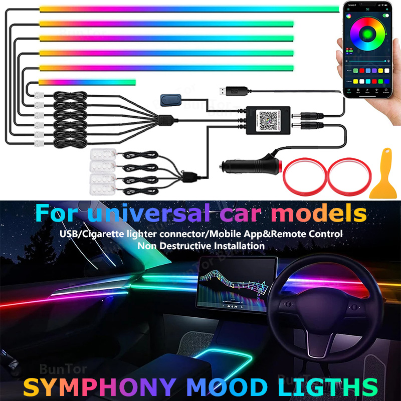 Car Ambient Light/64 Colors Ac - Led El Wire 评论和价格